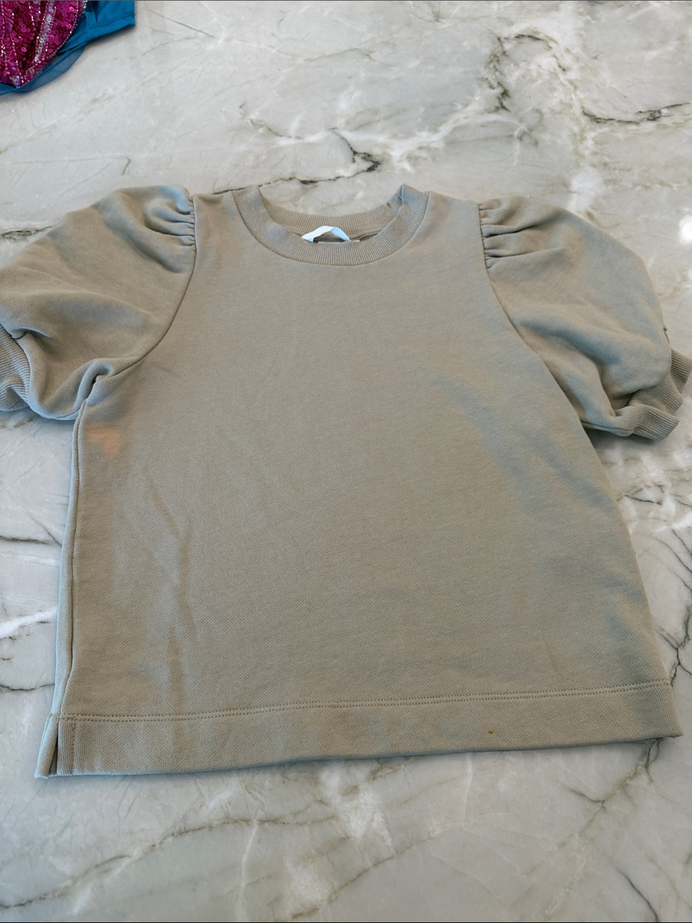 H&M Girls Puff Sleeve Top - Sage